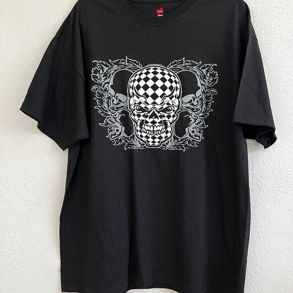 Bonehead Nation t shirt men's XL skull graphic Black Bikercore Goth Grunge - Picture 1 of 6